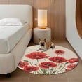 thumbnail image 2 of Red Poppy Round Area Rug 4Ft Washable Circle Rugs for Bedroom Dining Room, Spring Summer Farmhouse Flowers Rustic Burlap Non-Slip Carpet Floor Mats Indoor Outdoor Carpet Runner Aesthetic Home Decor, 2 of 8