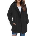 thumbnail image 1 of Womens Fleece Shacket Jackets Sherpa Lined Oversized Winter Warm Coat Hooded Long Sleeve Open Front Coatigan Jacket light gray XXL, 1 of 5