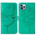 thumbnail image 4 of Dteck For iPhone 12 Shockproof Wristband Embossed Pattern Card Slot Flip Leather Wallet Kickstand Case Cover,Green, 4 of 7