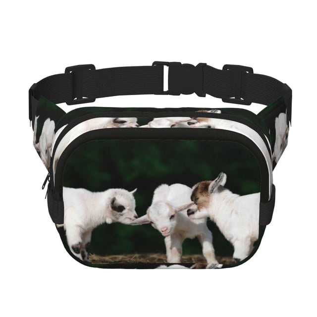 Disketp Cute Goat Baby Riñonera de Doble Capa, Bolsa de Cintura Ajustable para Viajes, Correr y Senderismo, Riñonera Ligera para Hombre y Mujer
