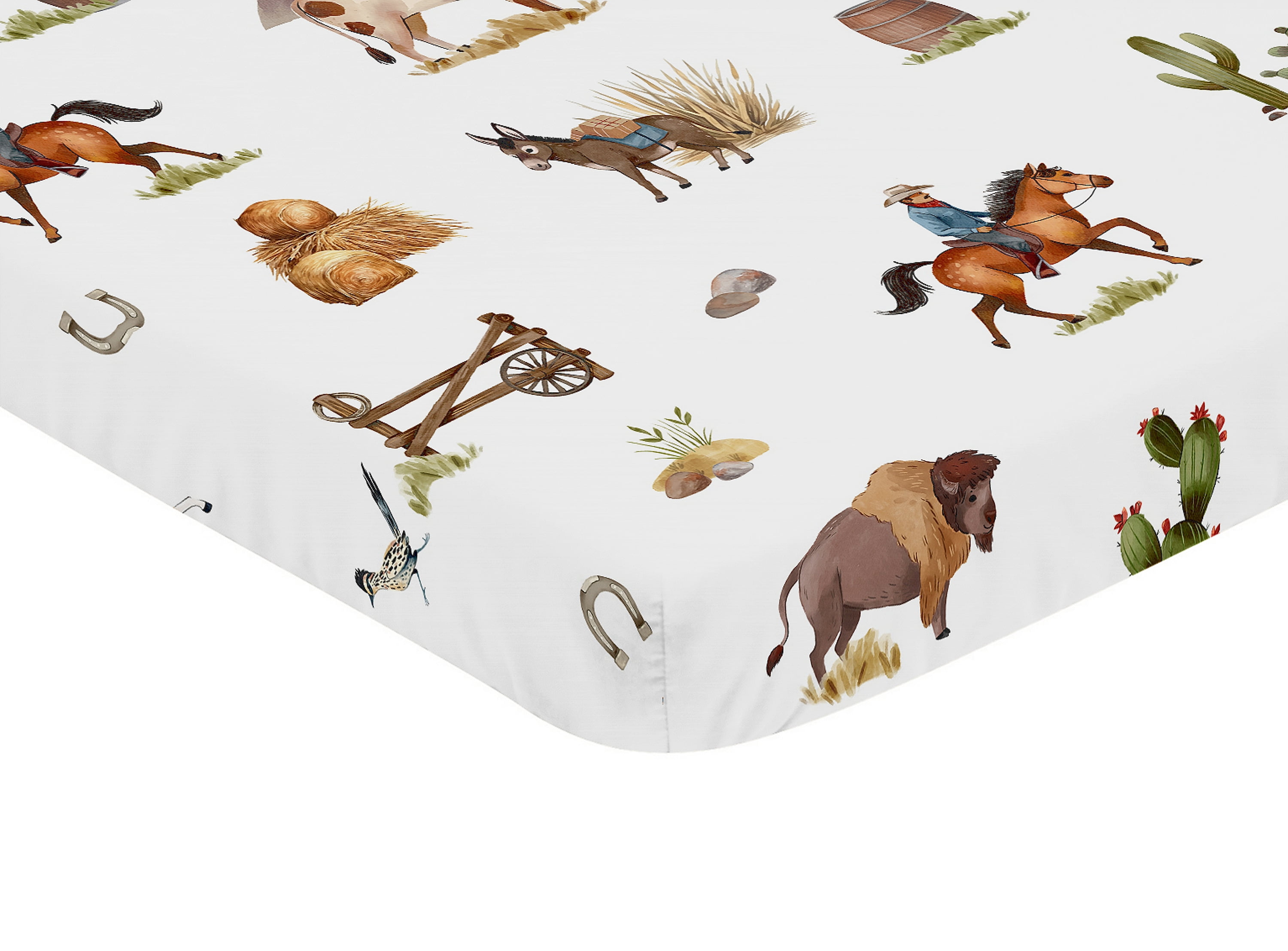 Sweet Jojo Designs Country Western Taupe Brown and Cream Mini Fitted Crib Sheet