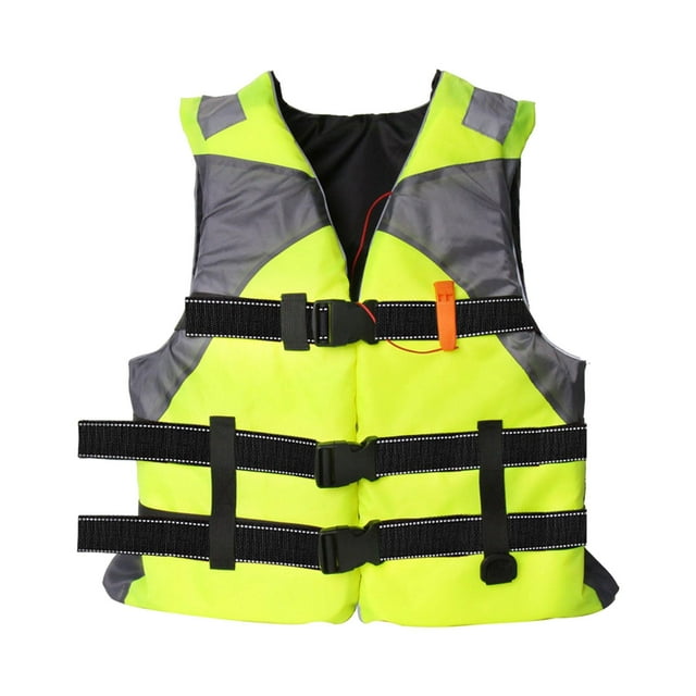 Almencla Life Jacket Adjustable Straps Adult Life Vest for Kayaking Canoeing Boating L Green L
