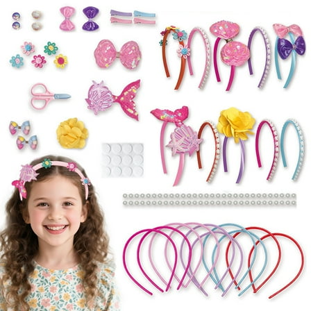 Kids Arts and Crafts Toys for Girls 3-6 Years, Headband Making Kit Toys for 3 4 5 6 7 8 9 10 Year Old Girls, Gifts for Girl Toys 8-11