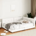 thumbnail image 3 of Beige Upholstered Queen Platform Bed With - Long-lasting Construction & Elegant Linen Charging Ports, Fabric, 3 of 7