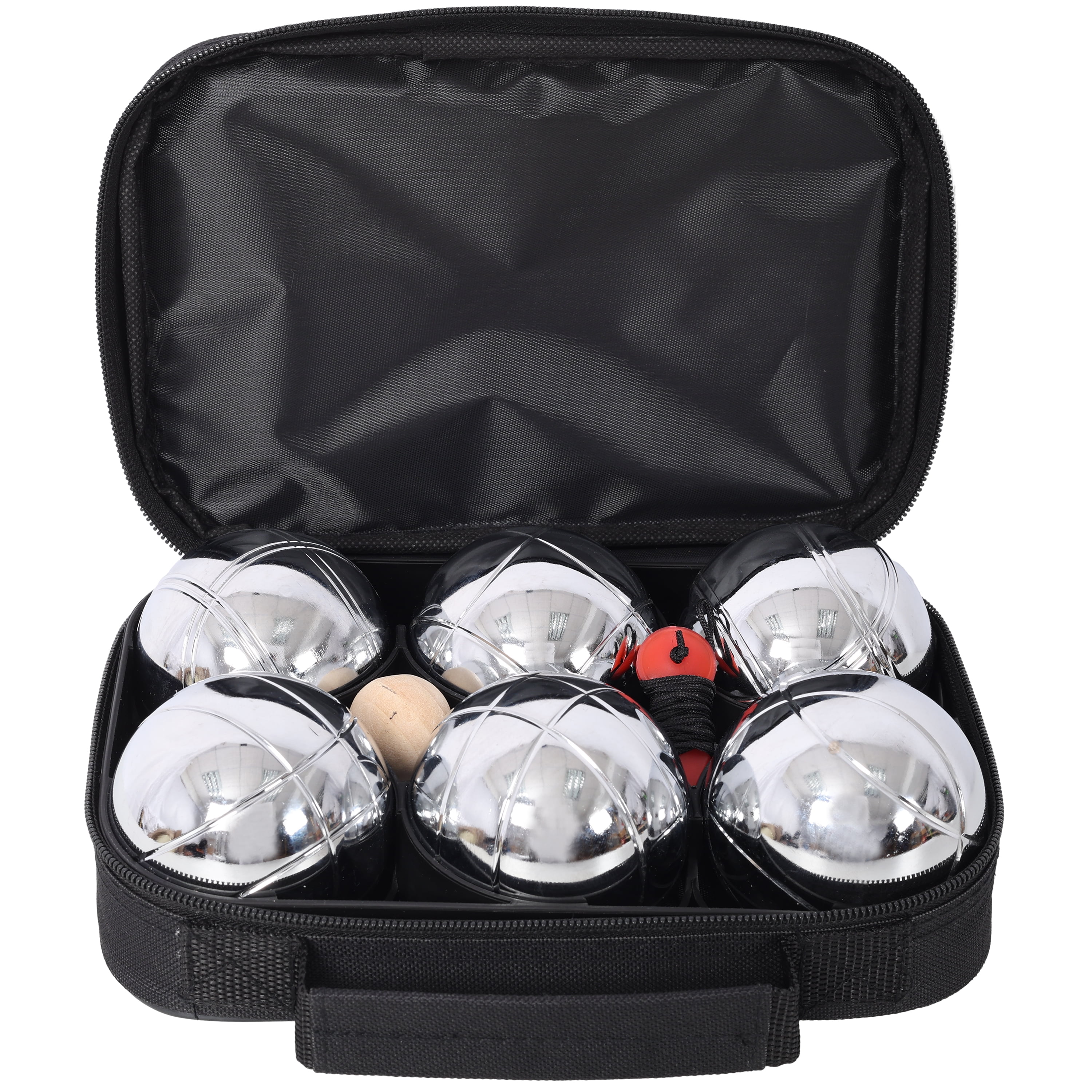 , Boules Set Large Action Game, Outdoor, Beach, Lawn Backyard Family Party Games for Adults, Black ,Steel ,