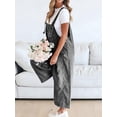 thumbnail image 5 of Women Loose Adjustable Strap Denim Bib Overall Jeans Distressed Wide Leg Baggy Overalls Jumpsuit Gray M, 5 of 7