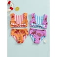 thumbnail image 4 of Aojekbee Kids Girl Tankini Swimsuits Summer Western Cowboy Print Tie Backless Tank Tops and Elastic Shorts Set Bathing Suits, 4 of 10