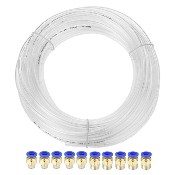 Uxcell 8mm OD PU Air Hose Tubing Kit 10 Meters Clear with 10 Pcs Fittings