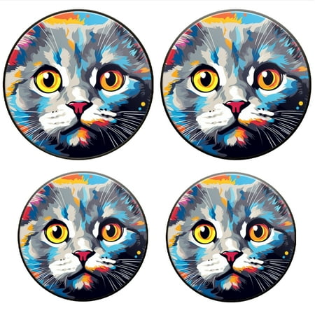 

BaHomeck Electric Stove Burner Covers Set of 4 Round Metal Gas Stove Burner Covers 8 Inch and 10 Inch Kitchen Decor Colorful Cat Portrait In The Style Of Pop Art