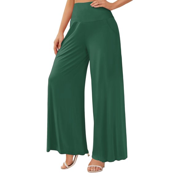 Women's Palazzo Lounge Wide Leg Casual High Waist Flowy Pants with Pockets S