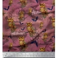 thumbnail image 1 of Soimoi polyester Crepe Fabric Owl,Bat & Haunted House Halloween Printed Fabric 1 Yard 42 Inch Wide, 1 of 3