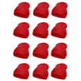 thumbnail image 1 of Top Headwear Bonnet Long d'Hiver Uni - 12 Pcs en Gros - Rouge, 1 of 2