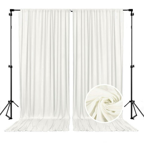 Cortinas de fondo ZEBMOON, satén marfil, 152 x 305 cm, 2 paneles