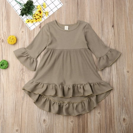 

Lovely Kids Baby Girls Dress Flared Sleeve Dress Princess Pageant Party Clothes