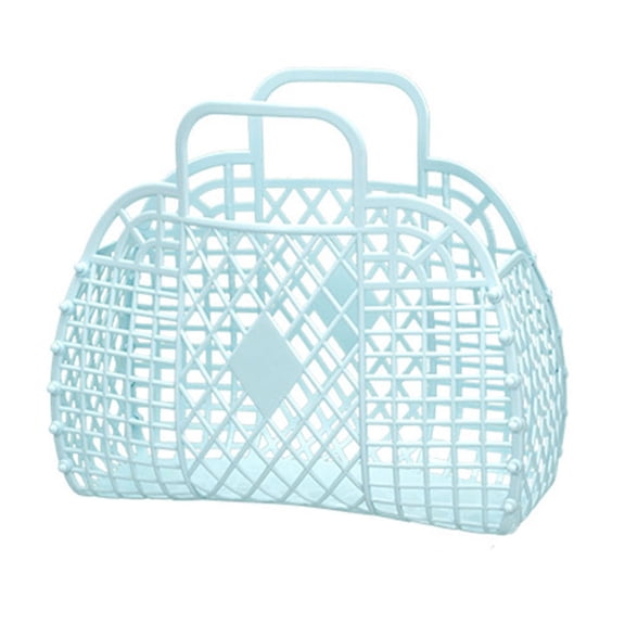 Elowen Hollow Storage Bag Bag Hollow Storage Basket Plastic Reusable Portable Foldable Bag for Beach Home Bedside Shopping Toys Clothes