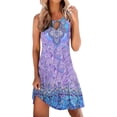 thumbnail image 4 of NEW Summer Dresses for Women Swing Boho Floral Print Sundresses Sleeveless Beach Cover Up Dress with Pockets, 4 of 6