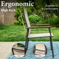 thumbnail image 2 of SUMMIT LIVING 5-Piece Outdoor Patio Dining Set, 42" Round Patio Table with Umbrella Hole and Textilene Stackable Aluminum Chairs, Beige, 2 of 15