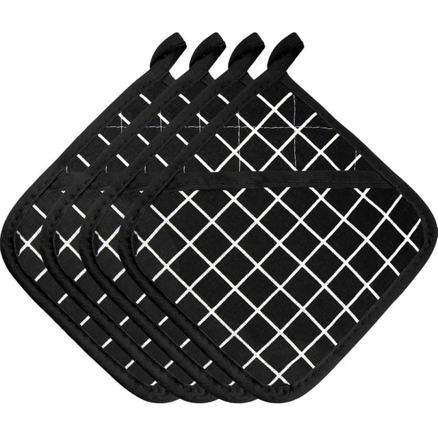 Juego de 4 piezas de manoplas grandes de algodón para horno, resistente al calor, soporte cuadrado para ollas, suministros de cocina, 17*17cm TUNC Sencillez