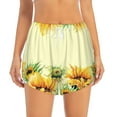 thumbnail image 2 of Vsdgher Sunflowers On A Yellow Background Print Women's Running Double Layer Shorts High Waisted with Pockets Elastic Yoga Workout Athletic Gym Sports, 2 of 8