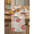 thumbnail image 3 of Summer Marine Life Table Runner, Graffiti Red Corals Shell Conch Sea Starfish Linen Cotton Linen Kitchen Table Decoration Washable Dining Tabletop Runners for Home Party Decor 13x72 Inches, 3 of 9