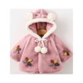 thumbnail image 1 of Herrnalise - Sudadera con capucha de invierno para niñas pequeñas, color sólido, con orejas de conejo y flores lindas, abrigo grueso, 1 of 5