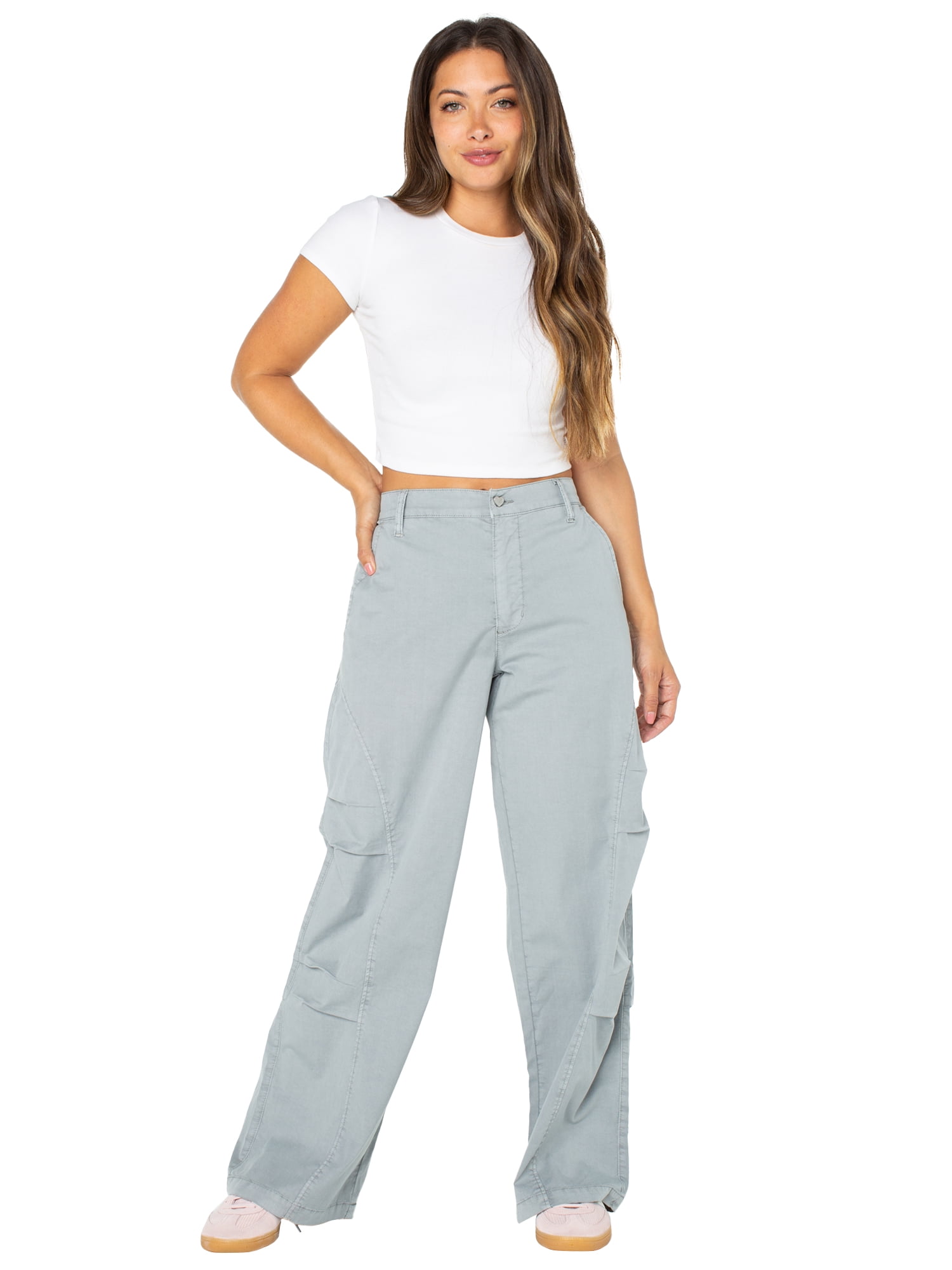 Celebrity Pink Women’s and Women's Plus Wide Leg Cargo Pants, Sizes XS-4X