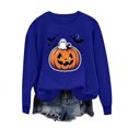 thumbnail image 3 of TKLPEHG Halloween Sweatshirts for Women 2026 Fashion Funny Ghost Jack O Lantern Pumpkin Graphic Sweatshirt Long Sleeve Crewneck Pullover (Blue,XS), 3 of 6