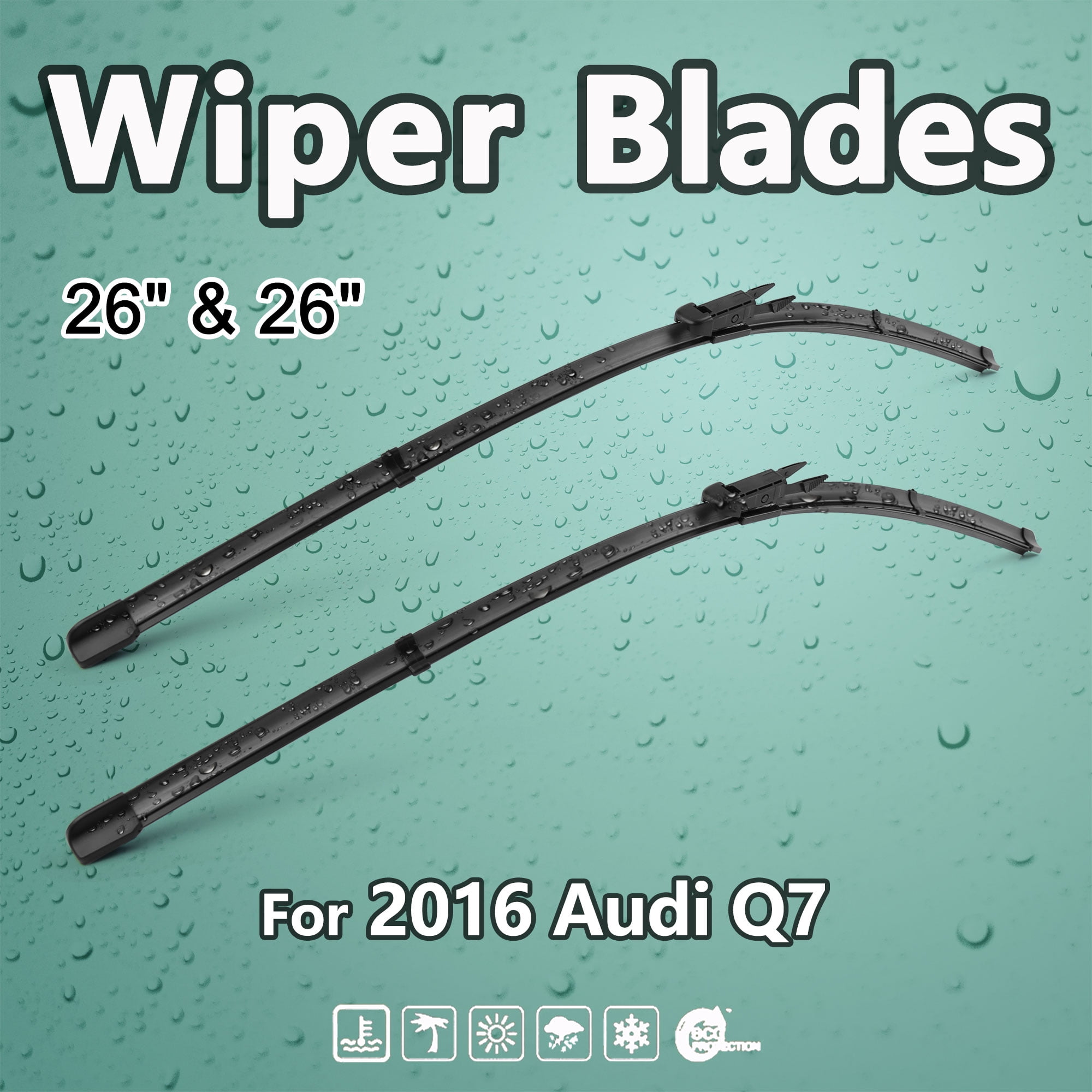 26" 26" Exact Fit Front Windshield Wiper Blades for 2007 2016 Audi Q7
