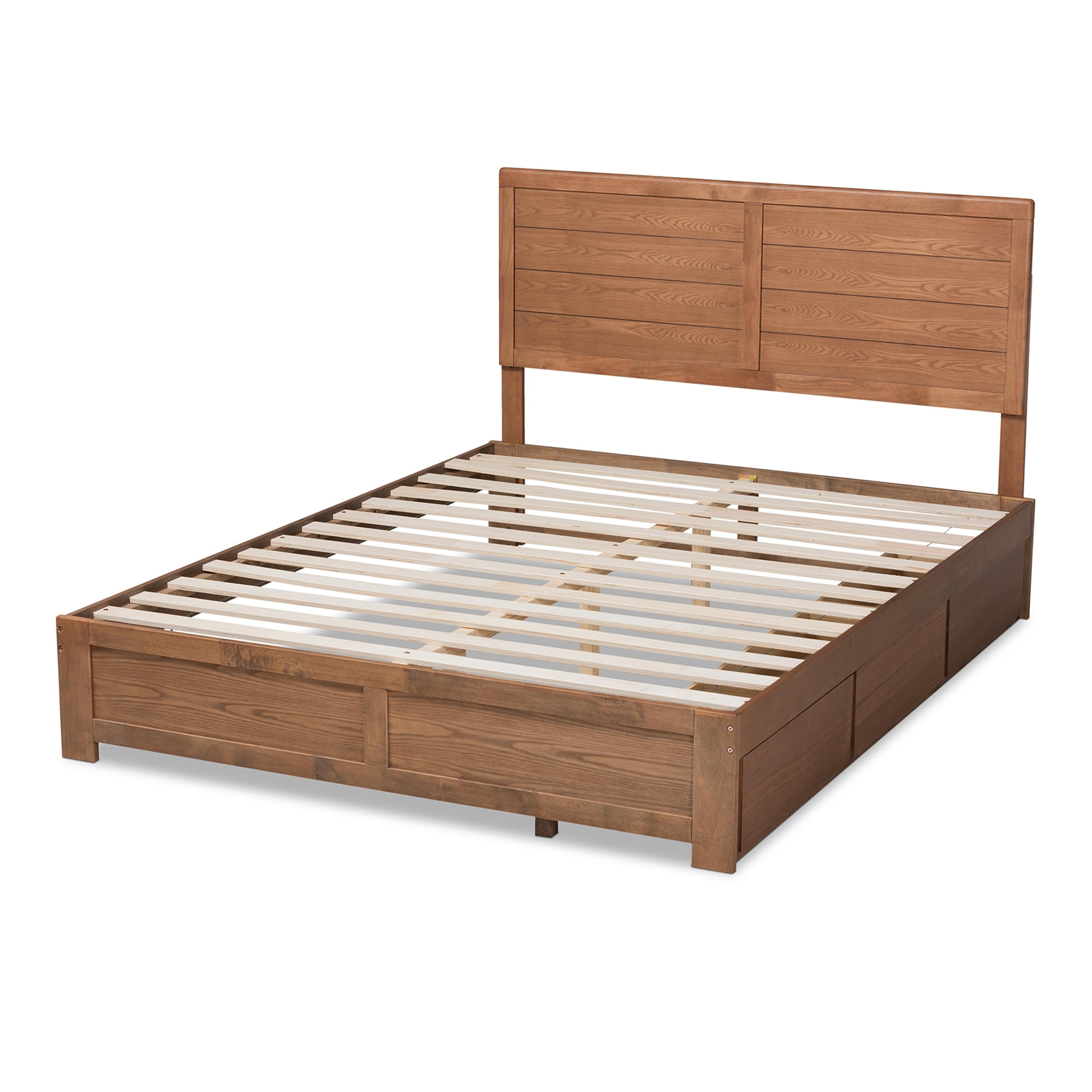 Baxton Studio Lisa Modern and Contemporary Transitional Ash Walnut Brown Finished Wood Queen Size 3-Drawer Platform Storage Bed