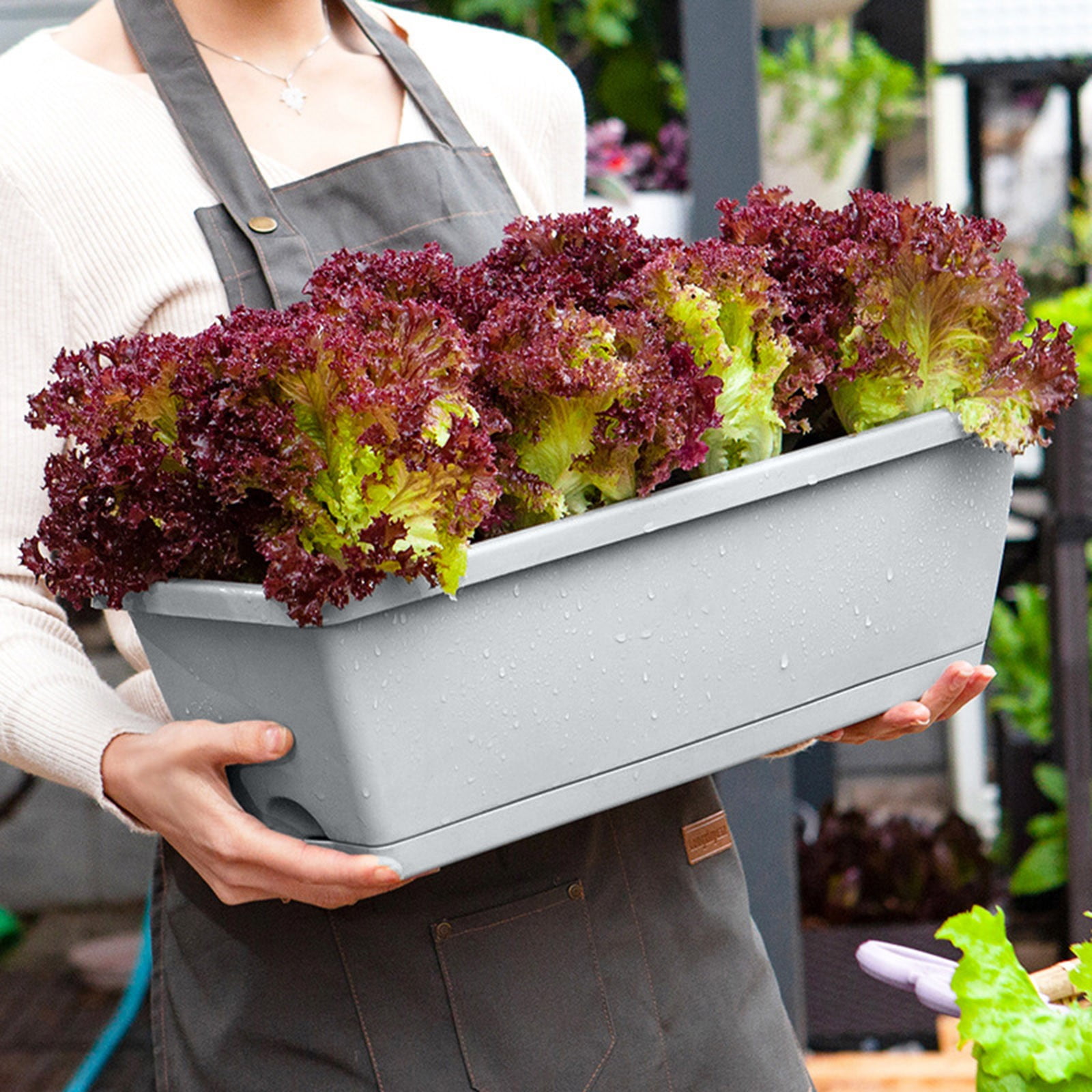 Nomeni Plant Pots Clearance, Vegetable Planting Pot Plastic Flower Pot Balcony Vegetable Planting Trough Garden Supplies