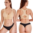 thumbnail image 1 of Junlan Women Post Surgery Bra Front Closure Sport Bra Removable Pads Wirefree(Beige X-Large), 1 of 7