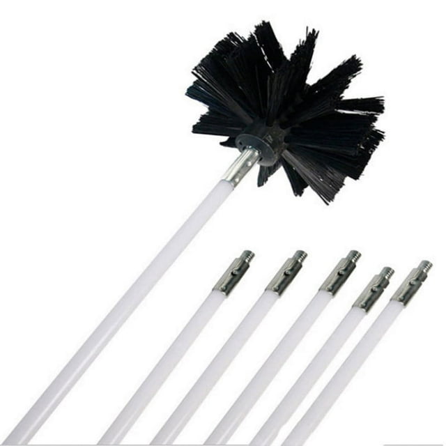 Nylon Chimney Brush and Rods Kit Electrical Rotary Drill Drive Sweeping Cleaning Tool with Long Flexible Rods