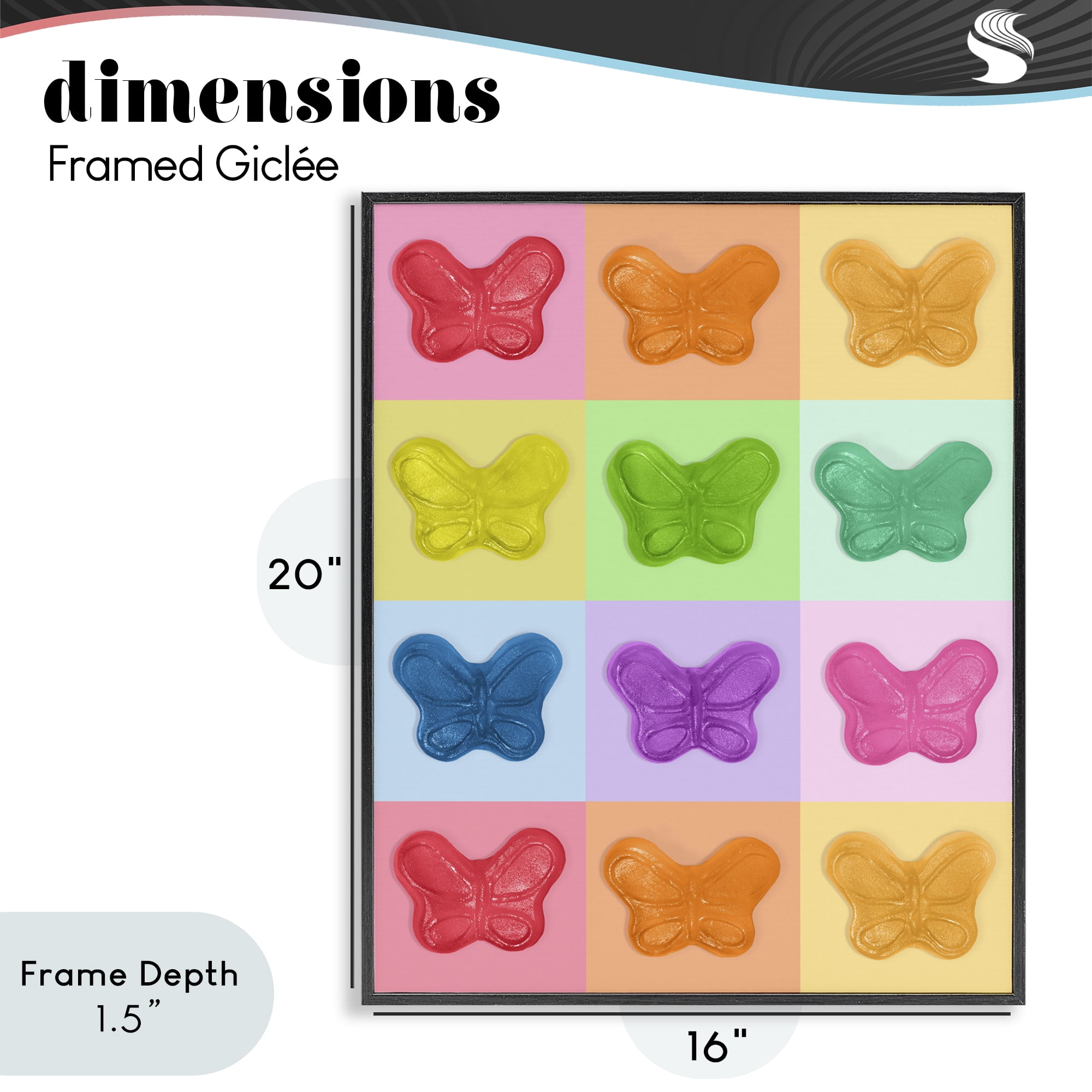 Stupell Industries Colorful Butterflies Candy Black Framed Giclee Art, design by LISH Creative