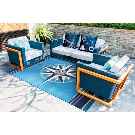 Waverly Sun Shade Sailing Blue Indoor Outdoor Area Rug By Nourison