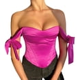 thumbnail image 2 of AOMPMSDX 2 Pack Tank Tops For Women Court Style Thickened Satin Strappy Sexy Fishbone Bandeau One Neck Solid Hot Pink Sleeveless Basic Camisole Top M, 2 of 3
