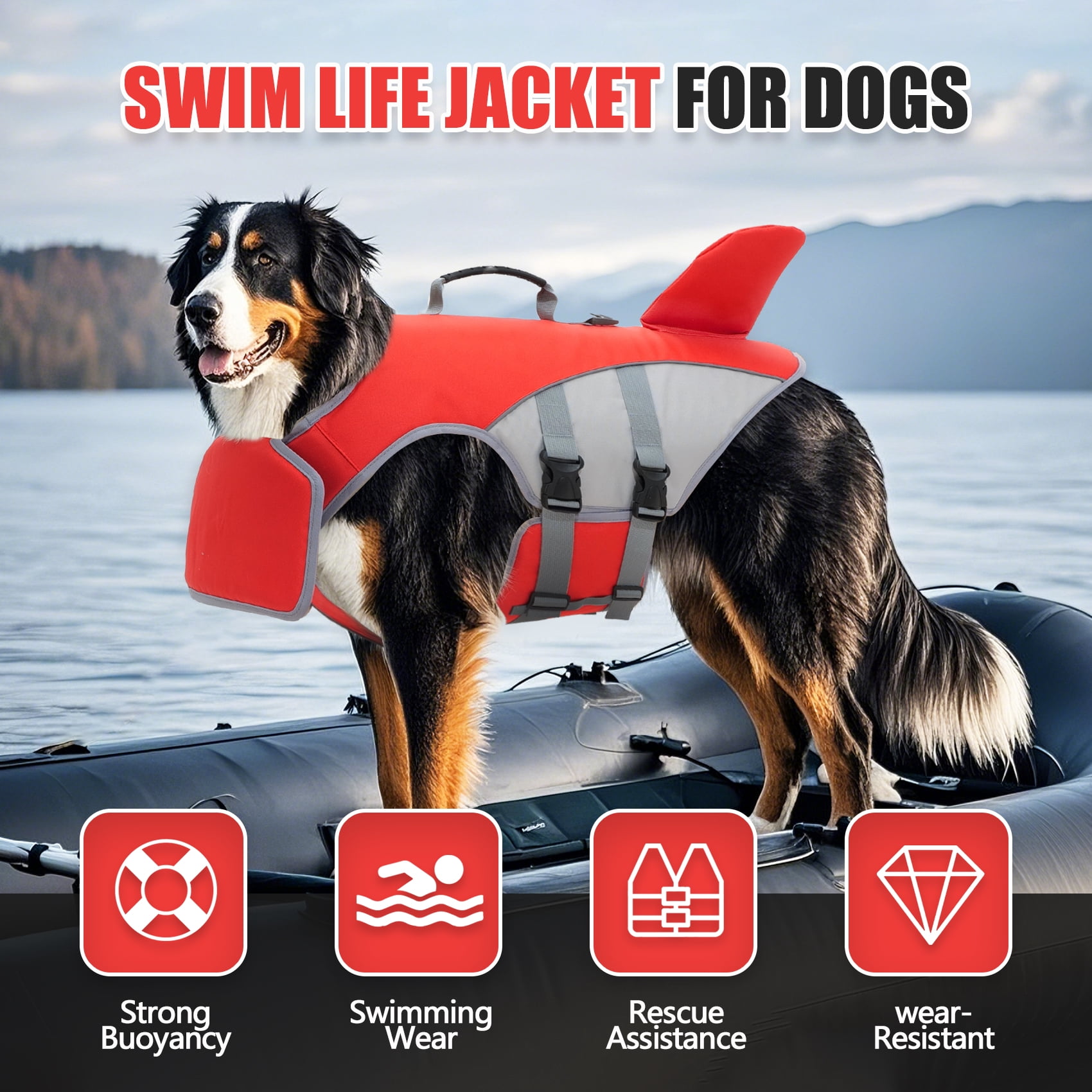 Amztom Dog Life Jacket  for Swimming – Adjustable Buoyancy Aid Flotation Vest for Boating Pool Beach, Safety Flotation Vest for Small Dogs (Red,S)