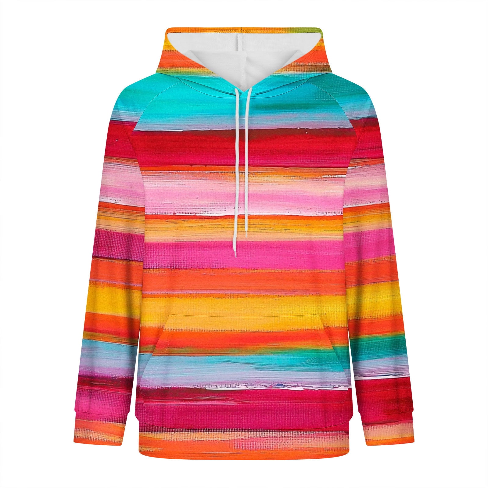 FANGJIN Women's Plus Size Color Block Hoodie – Rose Pink XXL Cozy Pullover With Drawstring & Long Sleeves - View #2