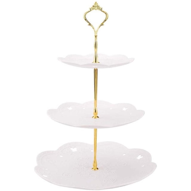 Zedela - Soporte para tartas de 3 niveles para cupcakes, tabla de quesos, soporte para postres, soporte para tartas, varilla de montaje, soporte para tartas de metal, soporte para servir galletas, decoración de fiestas, bodas, soporte para tartas, plástico
