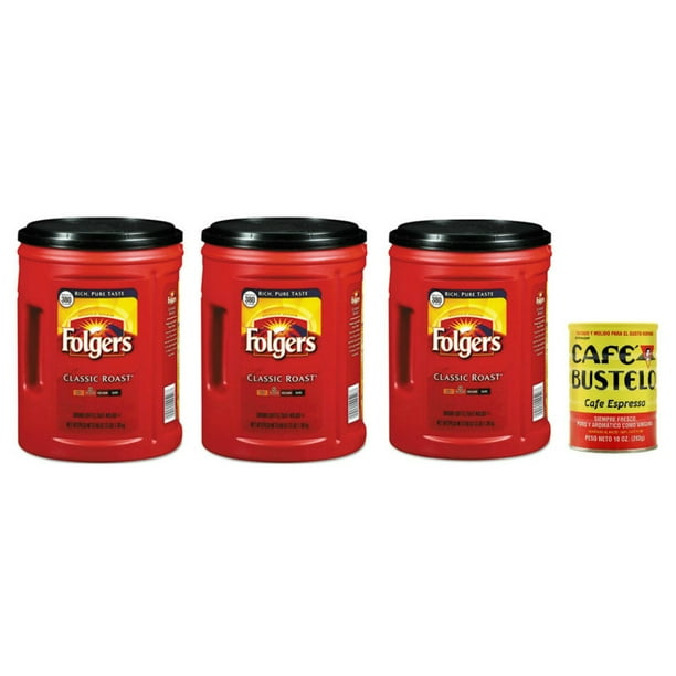Folgers Classic Roast Coffee, 48oz x 3, Cafe Bustelo 10oz