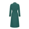 thumbnail image 3 of Oplxuo Women's Long Sleeve Shirt Dress, Elegant Solid Button Down Casual A-Line Midi Wedding Guests Party Dresses with Belt, 3 of 6