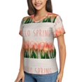 thumbnail image 5 of Yiaed Hello Spring Print Women's T Shirt V-Neck Short Sleeve Shirt Casual Breathable Tee Summer Tops-, 5 of 5