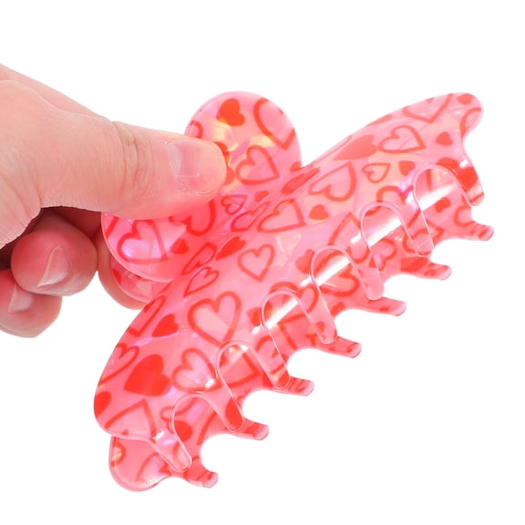 CTIRCHIU Fashionable Heart Hair Claw Clip Large Red Acrylic Lightweight Hair Bun Accessory