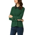 thumbnail image 4 of Allegra K Women's Peter Pan Collar Contrast Neck Long Sleeve Knit Blouse, 4 of 5
