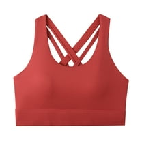 Bigersell Training Bras for Girls 8-10 Sale Backless Bras for Women Sport Bra Style B583 V-Neck Full-Coverage Bras Pull-On Bra Closure Regular Size Cotton Bras for Women Red M