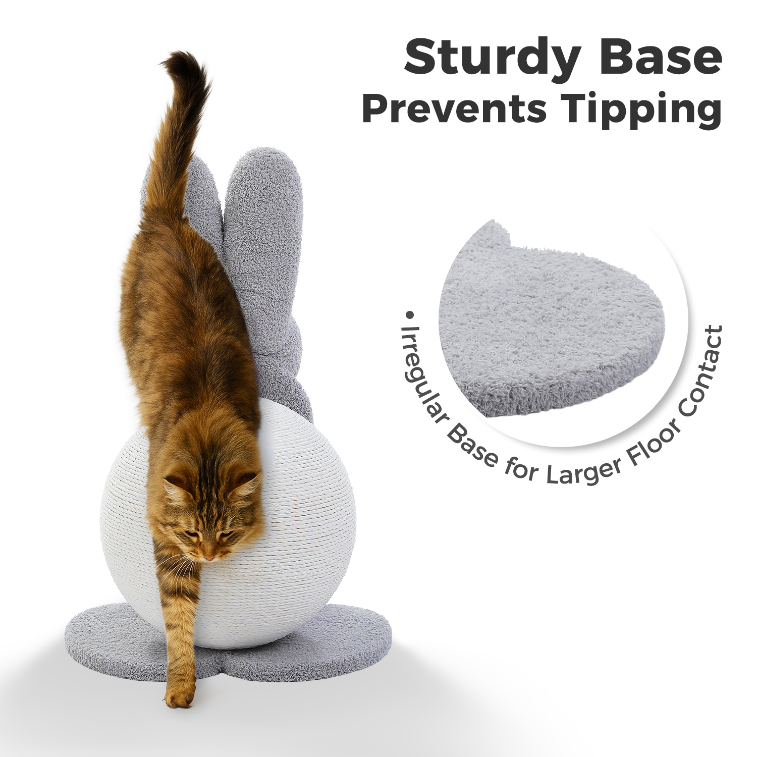PEQULTI 23" Cute Cat Scratching Post Bunny Style Cat Scratcher with Paper Rope for Indoor Kitten Gray