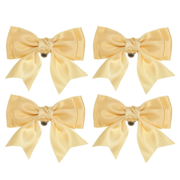 Uxcell Women Bow Shoe Clips, Satin Elegant Detachable Bowknot Yellow 4 Pcs