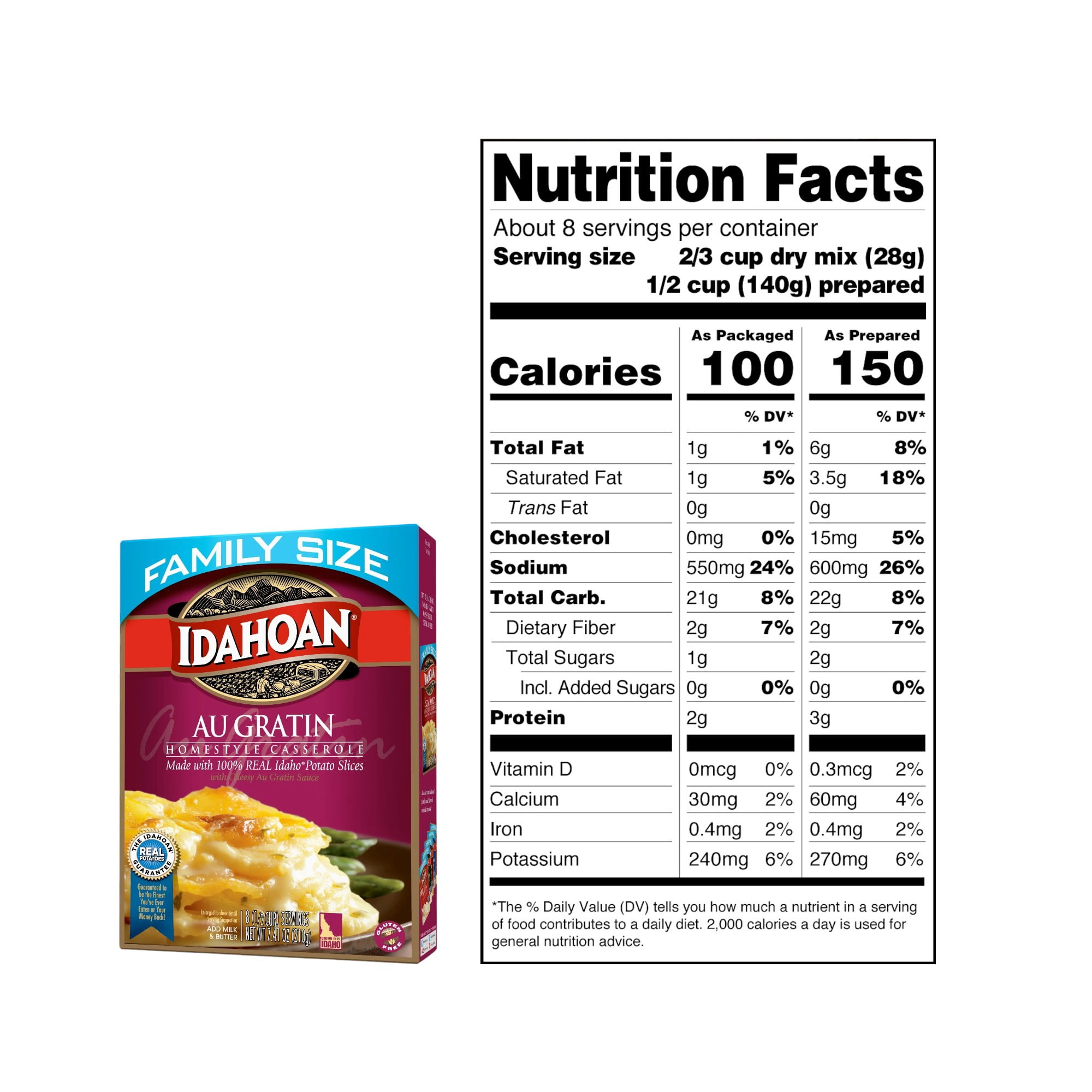 (2 pack) Idahoan Au Gratin Homestyle Casserole Family Size, 7.34 oz