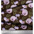 thumbnail image 2 of Soimoi Brown Cotton Voile Fabric Dinosaurs & Leaves Kids Print Fabric by the Yard 42 Inch Wide, 2 of 3