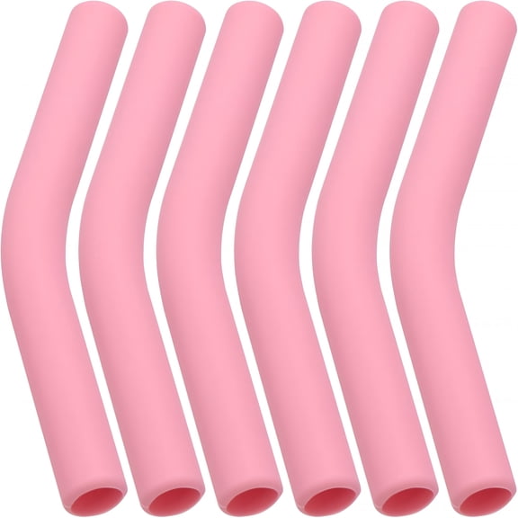 ACDANC 6Pcs Metal Straw Silicone Tips 5/16 in Wide(8Mm Outer Diameter) Food Grade Rubber Straw Covers Flex Elbow Replacement Tip for Stainless Steel Metal Straws,Pink