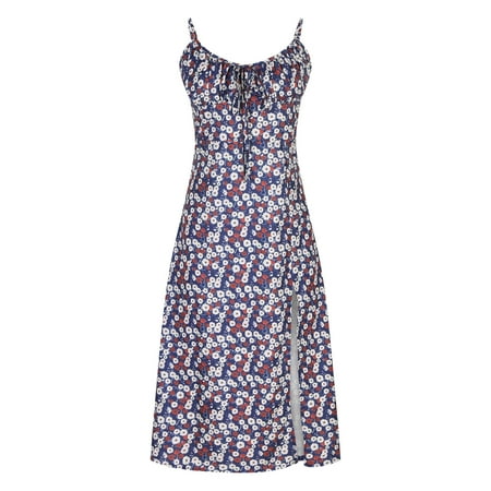 

Maternity Dress Summer Dress Women s Fashion Camis Sleeveless V-neck Slip Floral Print Beach Split Dress Savings Clearance Deals Sundresses for Women Pink Dress Maxi Dress Blue 3XL